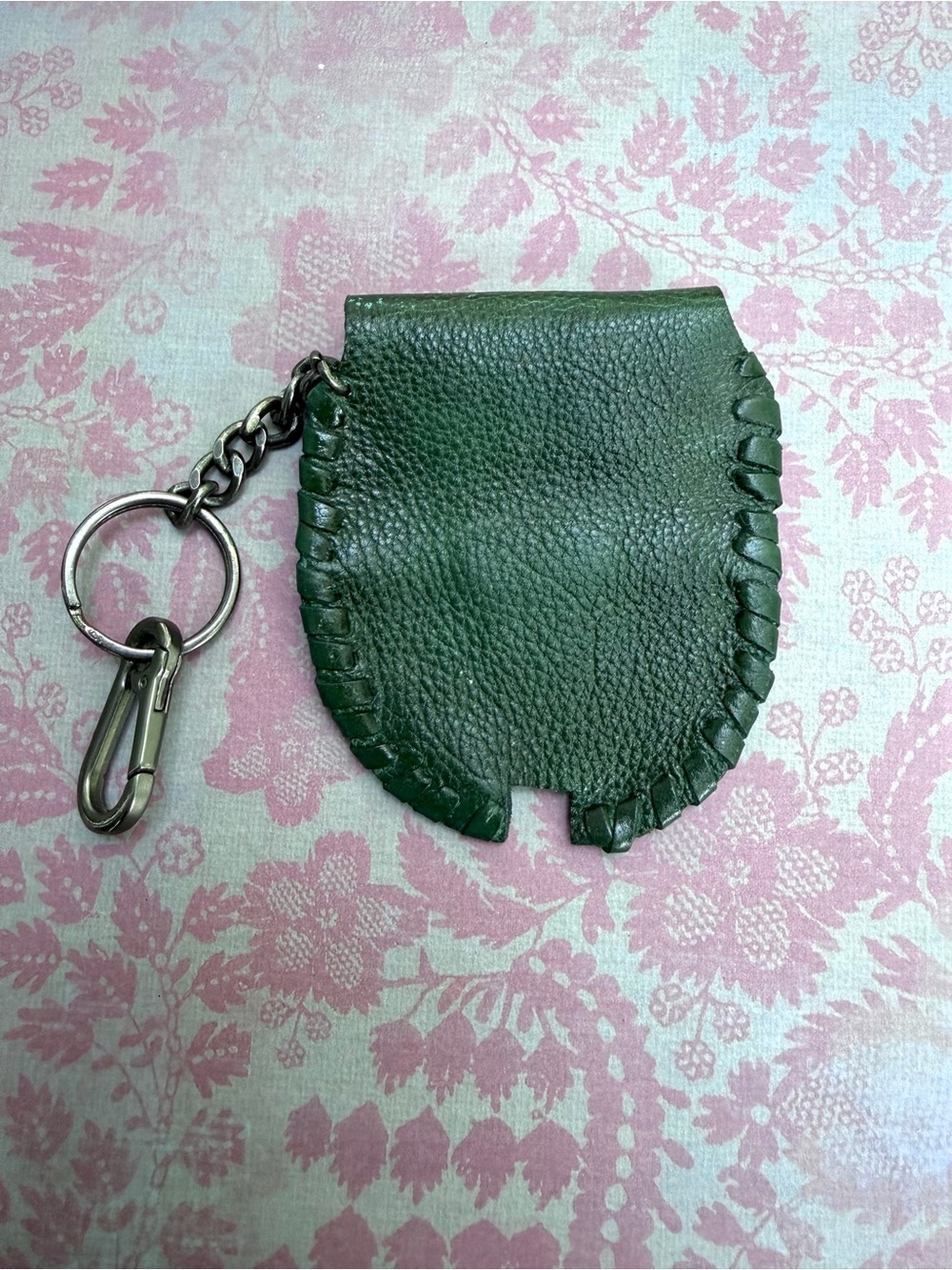 Leather Key Pouch Keychain - Dark Green